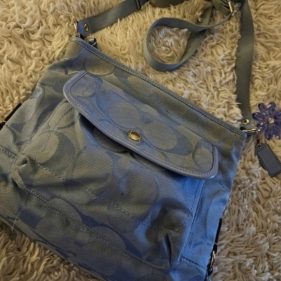 COACH Sky Blue Messenger Signature 'C' Design Crossbody Bag No. C1182-F16550 - Picture 6 of 7
